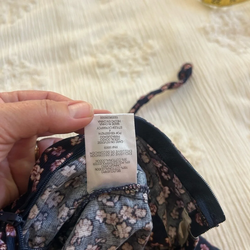 Copper Key Navy Floral Lightweight Corduroy Romper